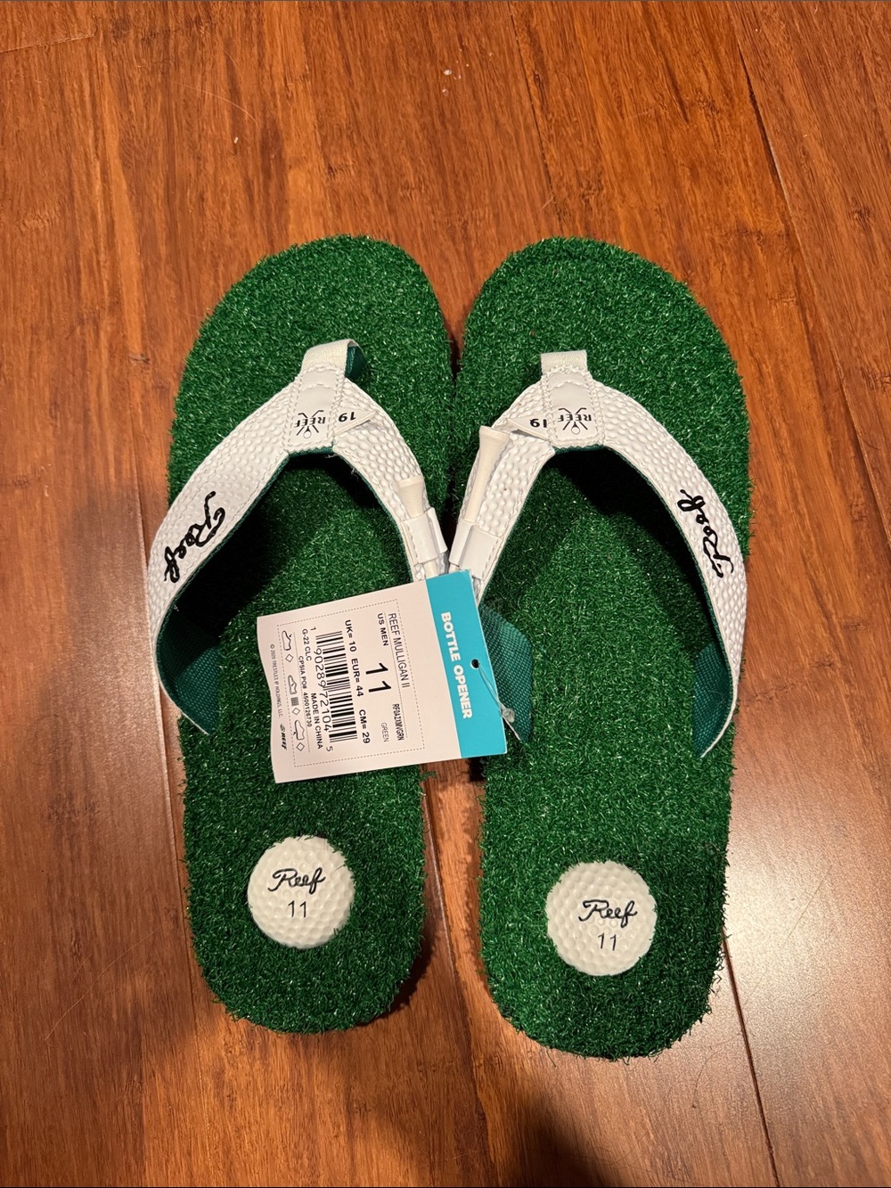 Reef Green Turf Flip Flops with White Straps